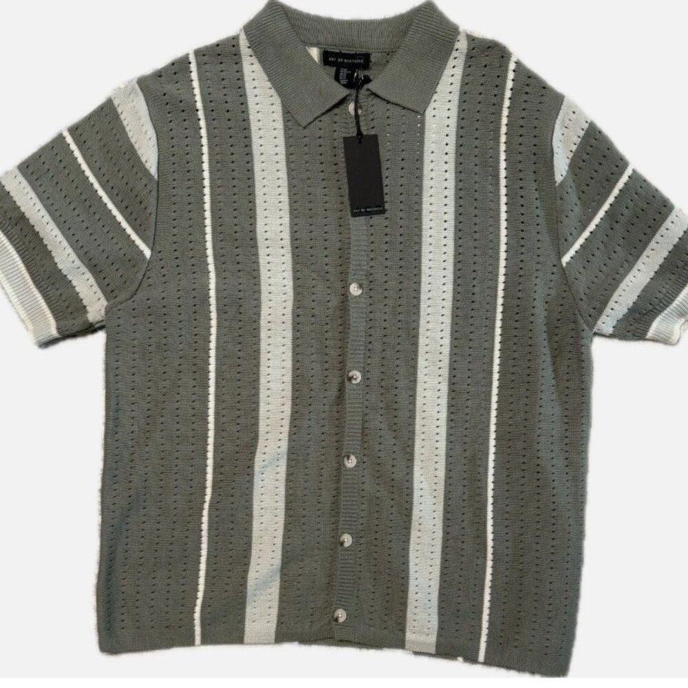 AOR Art of Rhetoric Knit Polo Cardigan XL NWT — Retro Grandpa-Core Green